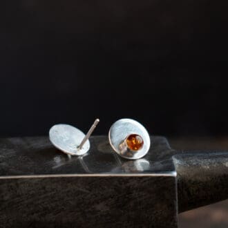 amber and sterling silver stud earrings