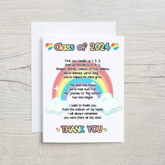 Nursery Leaving card 2024 rainbow thank you teacher