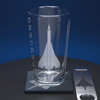 Concorde Engraved Pint Glass Gift Set, with Slate Coaster & Bottle Opener