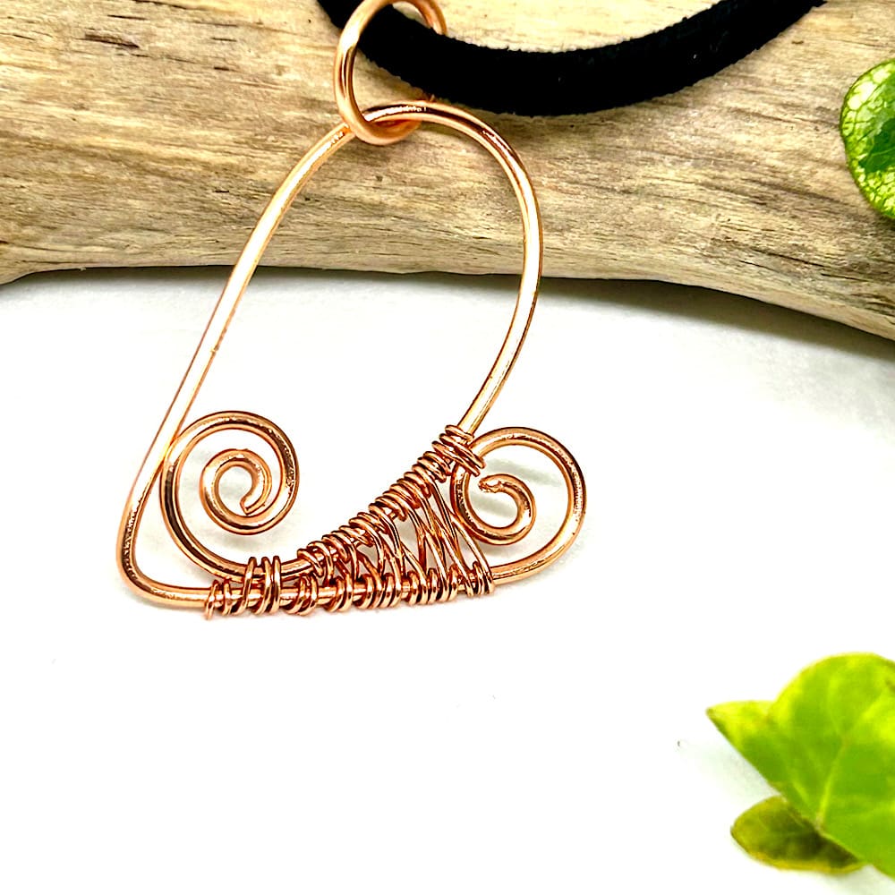 copper wire weave heart necklace