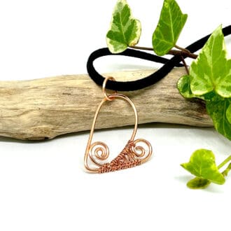 copper wire weave heart pendant necklace