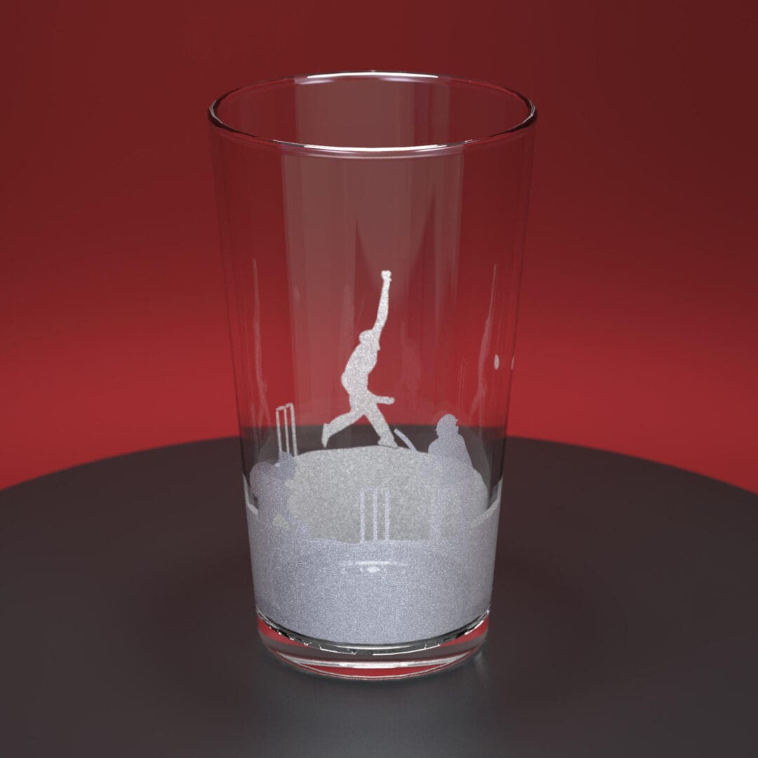 Cricket engraved pint glass