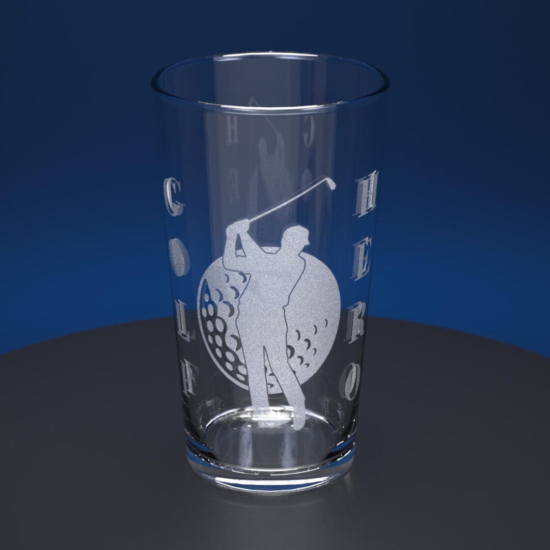 Engraved golf themed pint glass