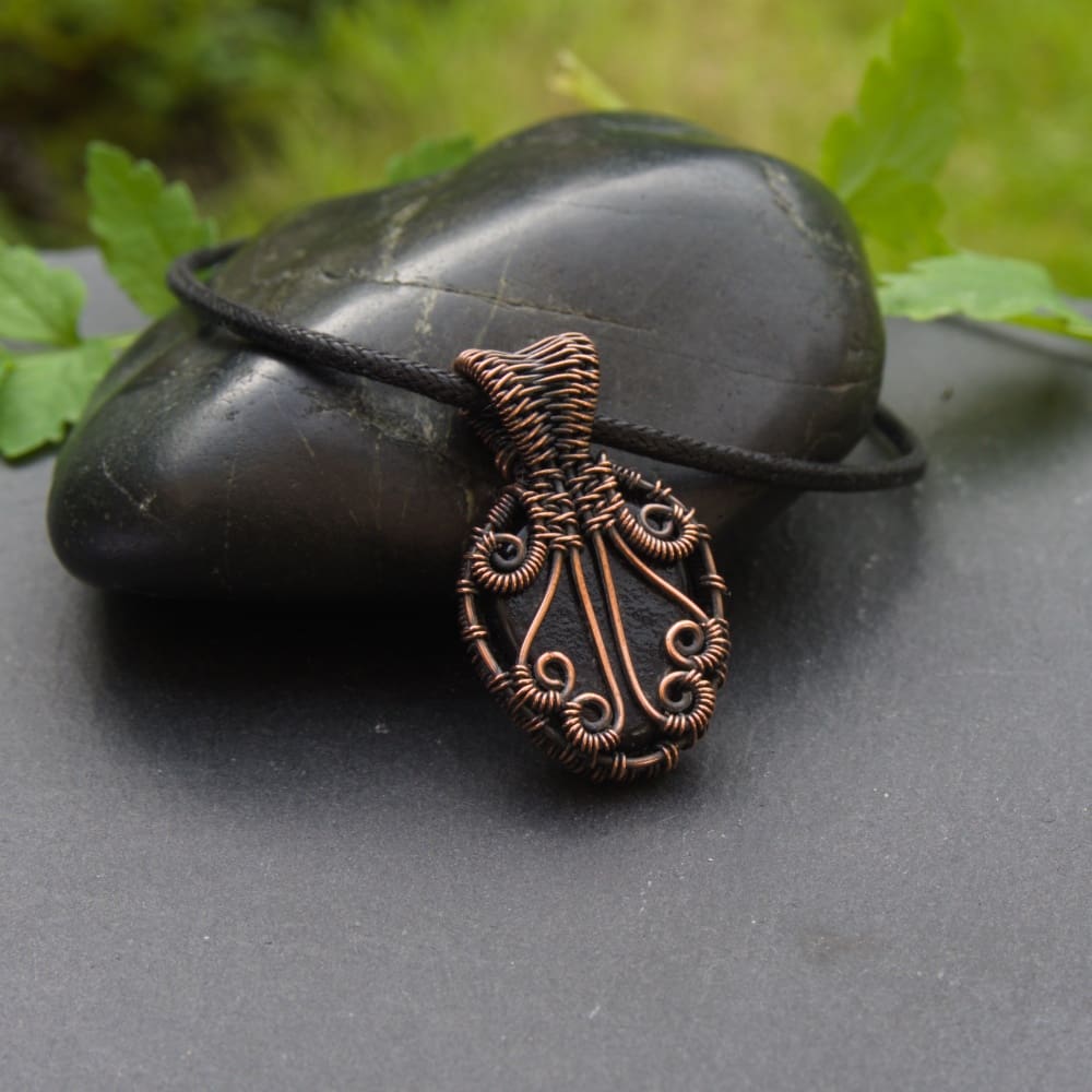 handmade small copper wire wrapped pendant back