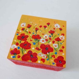 Poppy trinket box hand-painted in acrylic