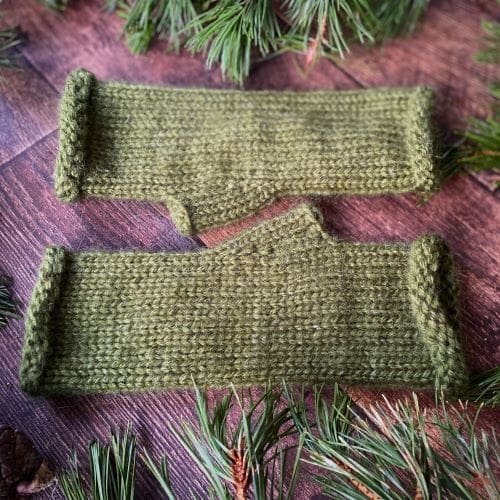 Fluffy olive green arm warmers