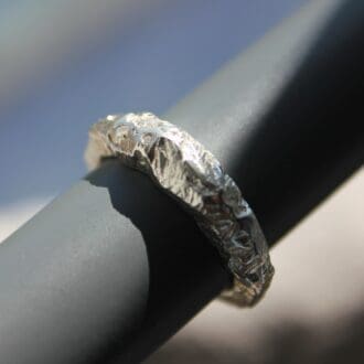 rough cut file cast sterling silver ring