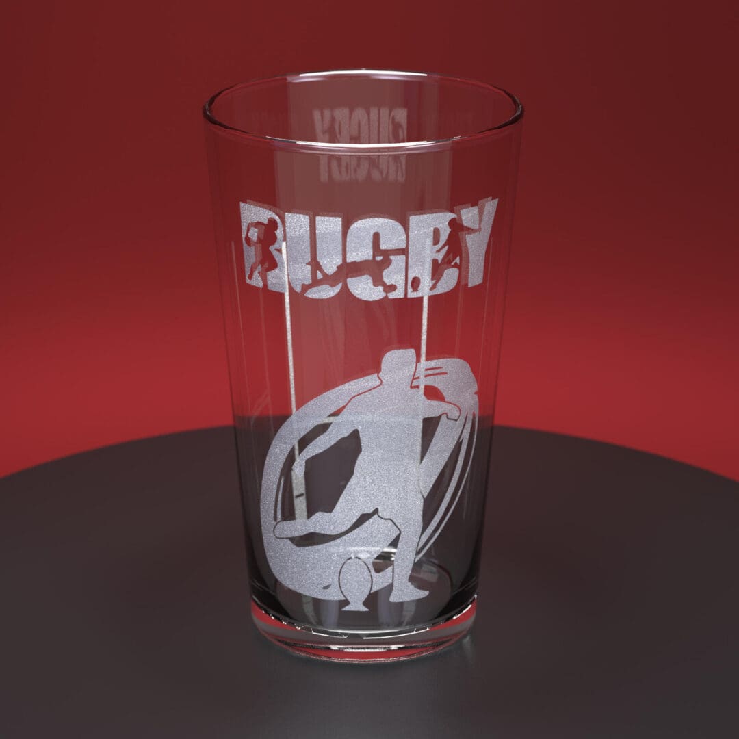 Rugby engraved pint glass