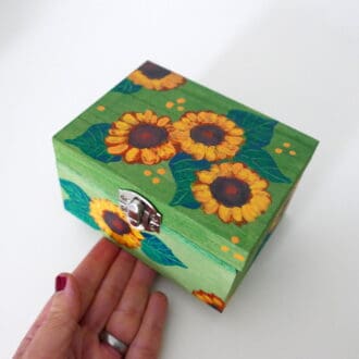 Sunflowers painting jewellery box