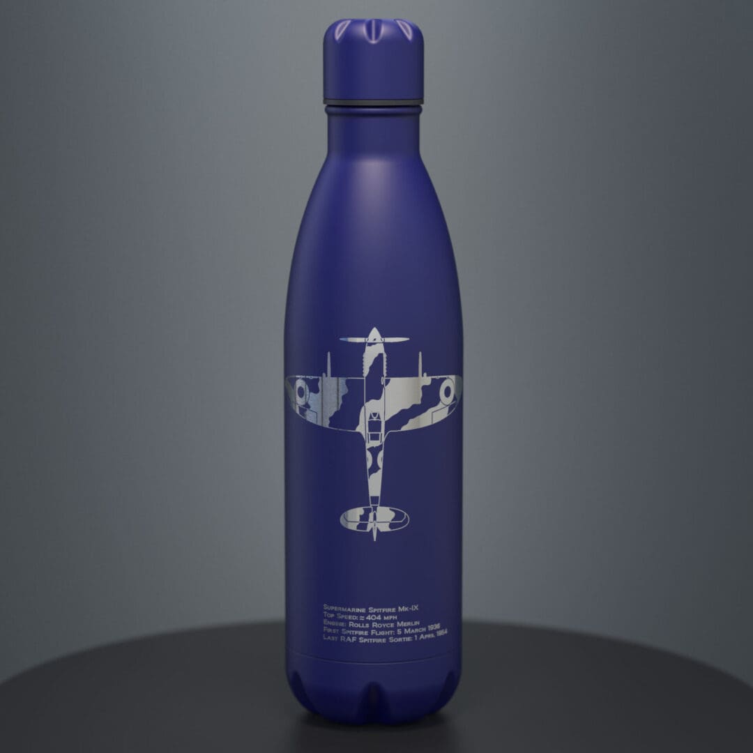 Spitfire engraved thermal drinks bottle