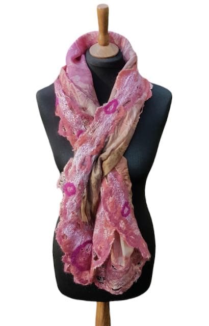 botanic garden pink silk wool scarf marian may textile art