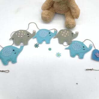 Blue and grey elephant bunting