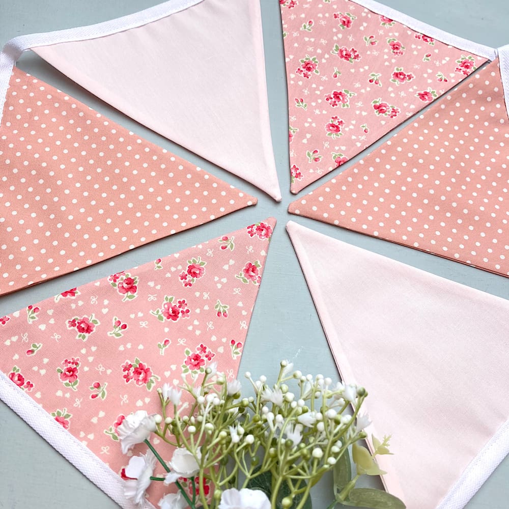 Close up of Pink floral Bunting