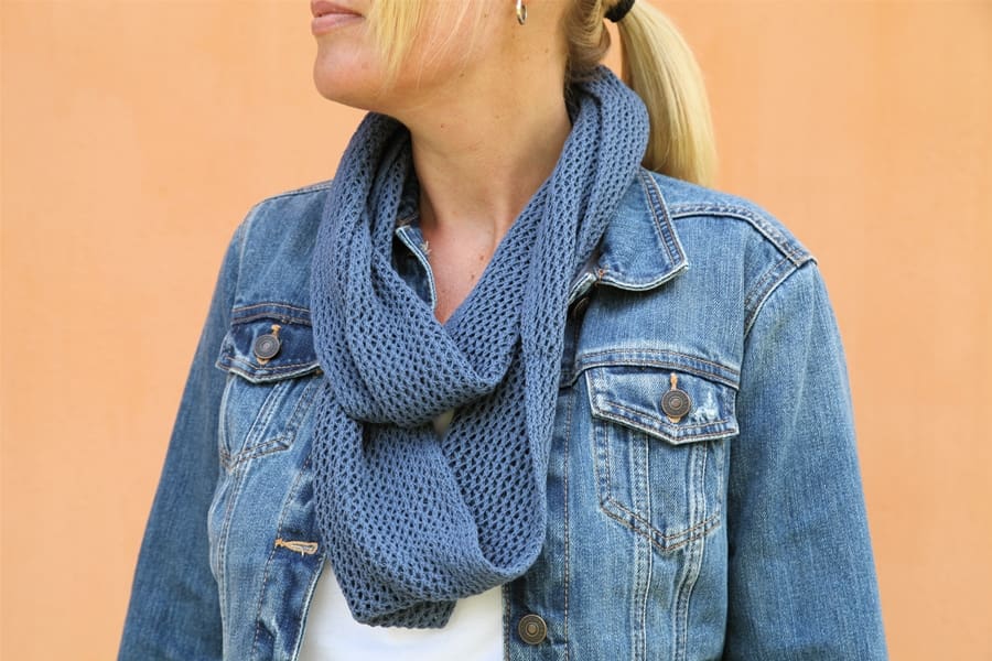 Denim Blue Cotton Infinity Scarf