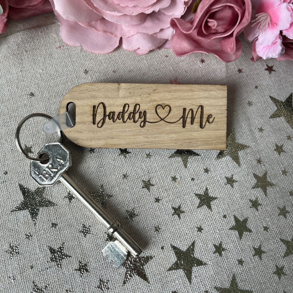 engraved keyring with names an heart