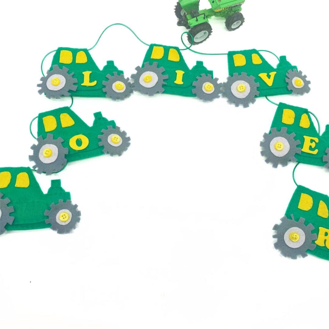 Green tractor bunting