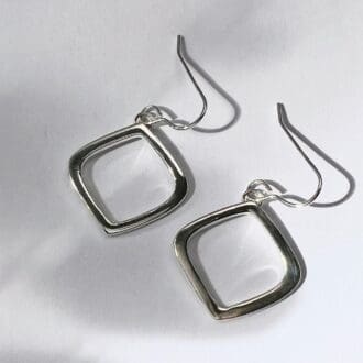 Handmade silver rhombus dangly earrings