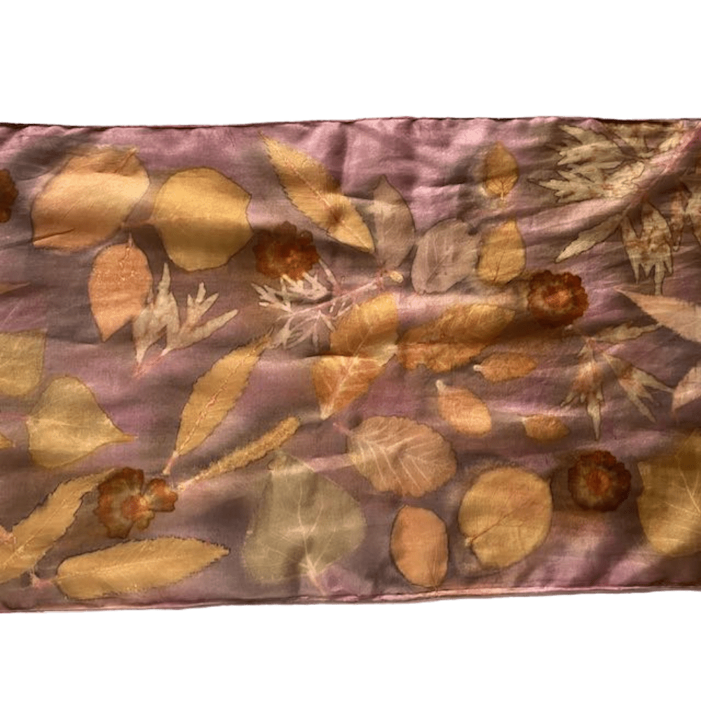 dusky pink silk scarf botanical prints 23127 marian may textile art