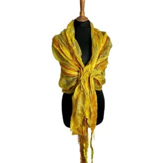 Marigold Silk Wool Scarf marian may textile art