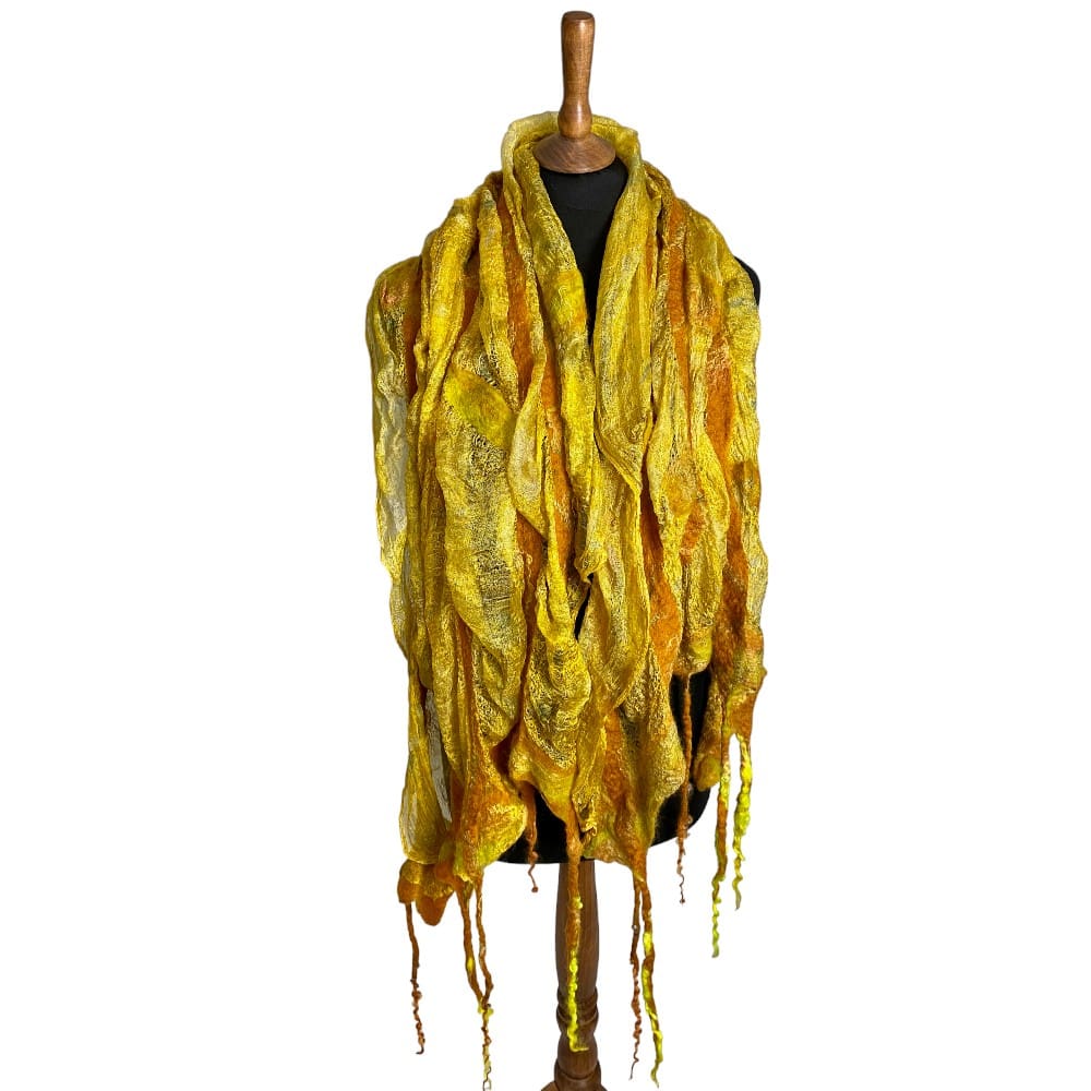 Marigold Silk Wool Scarf marian may textile art