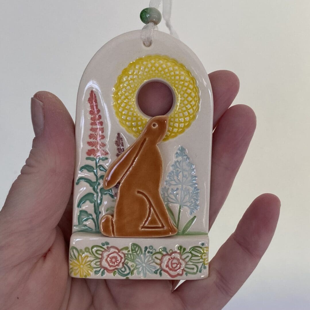 Ceramic moongazing hare decoration