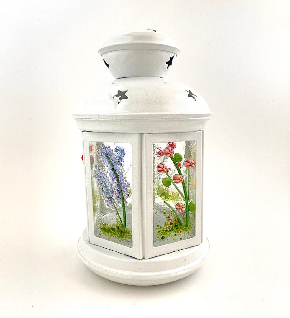 Fused glass flower lantern