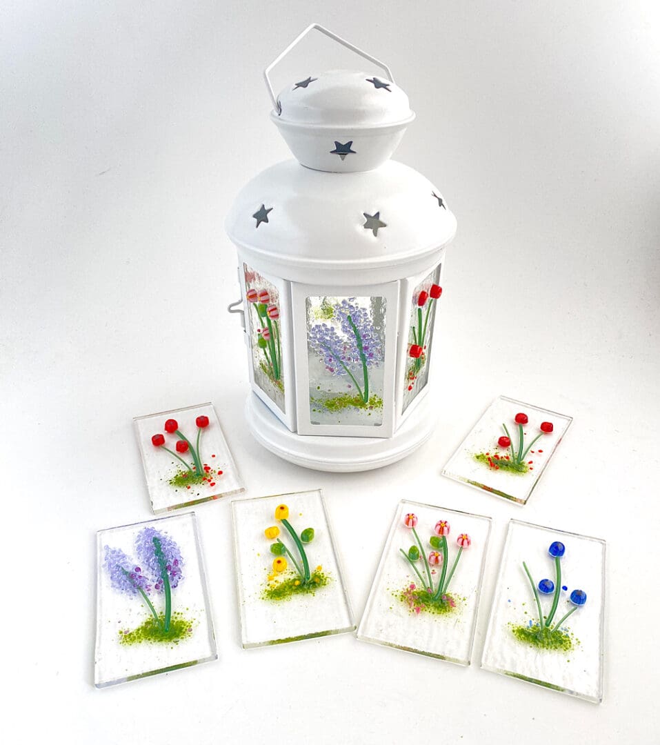 Fused glass flower lantern