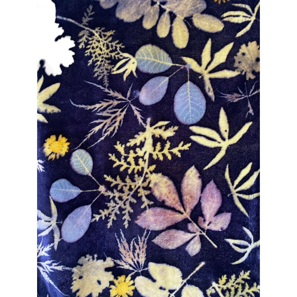 Moonlight Garden silk velvet scarf botanically printed marian may textile art