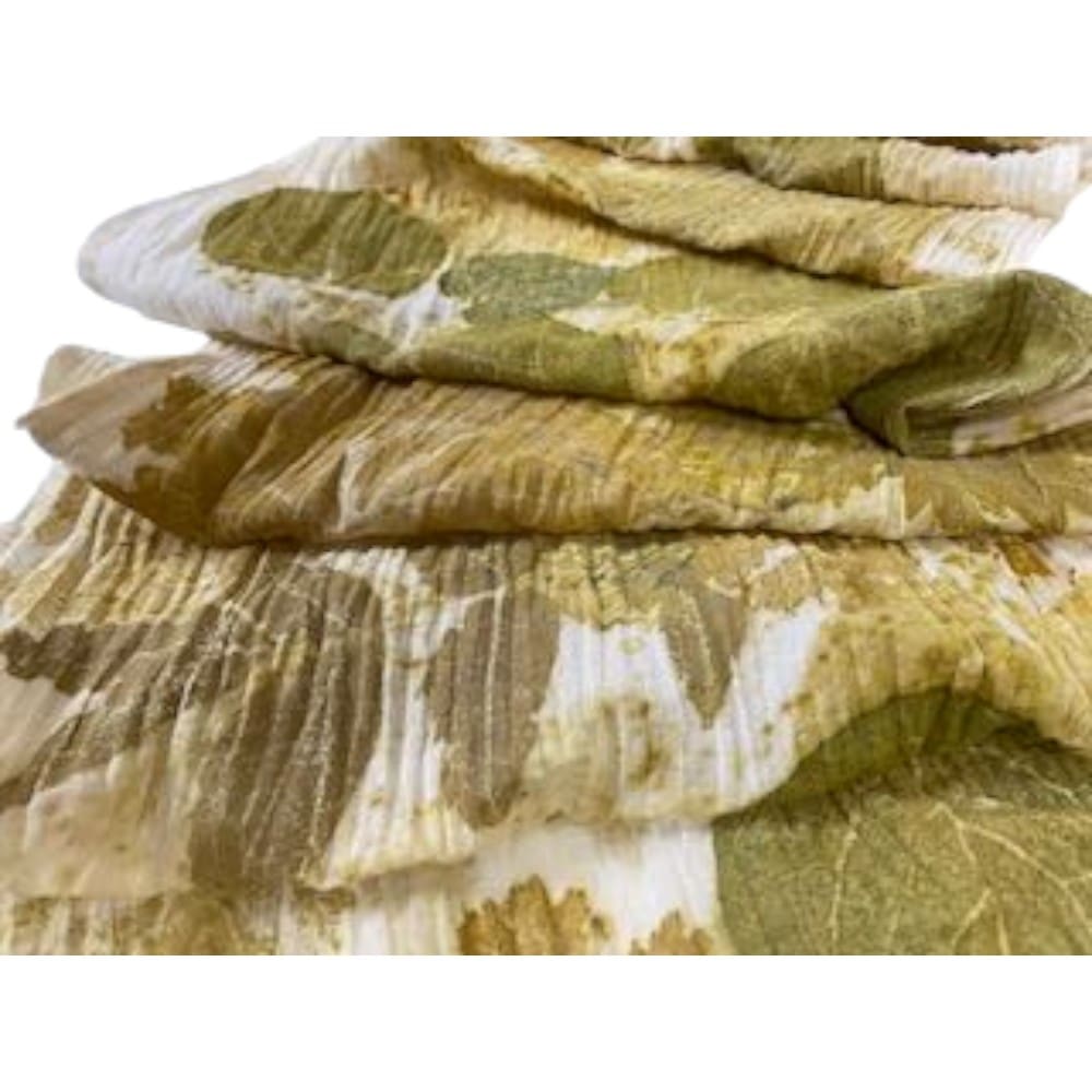 green cream leaf print organic cotton scarf marian may textile art