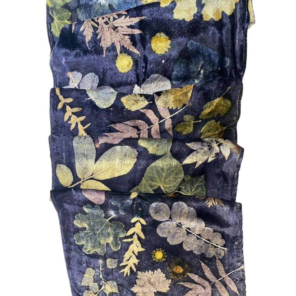 Midnight Garden Silk Velvet Scarf Shawl marian may textile art