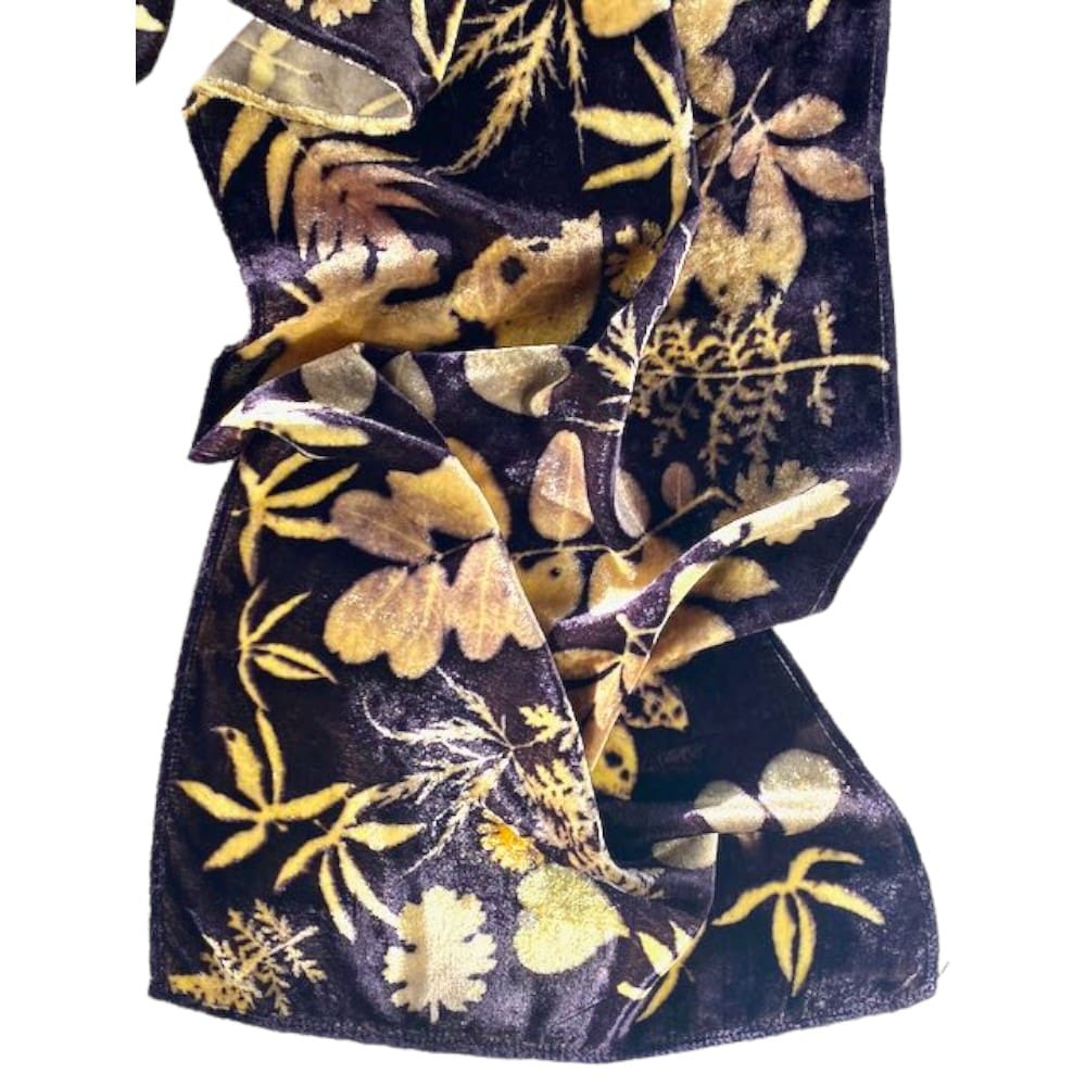 Moonlight Garden silk velvet scarf botanically printed marian may textile art