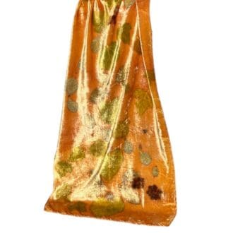 Apricot Fool Silk Velvet Scarf Shawl Botanically Printed with Leaves marian may textile art