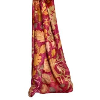 Magenta Queen Silk Twill Scarf Botanically Printed with Leaves and Flowers marian may textile art