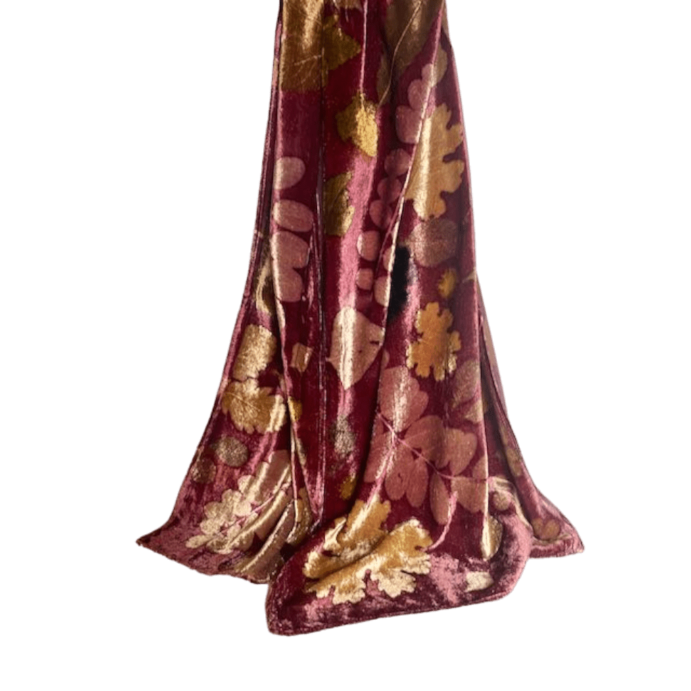 Damson Shimmer silk velvet scarf botanical print marian may textile art