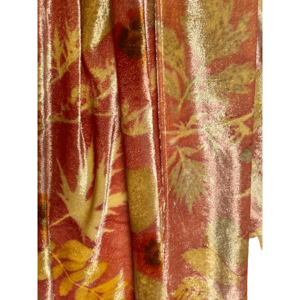 Peach Melba Silk Velvet Scarf Botanically Printed with Leaves and Flowers marian may textile art