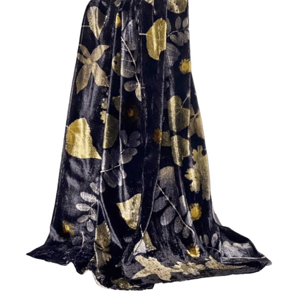 Midnight Velvet silk velvet scarf botanical prints marian may textile art