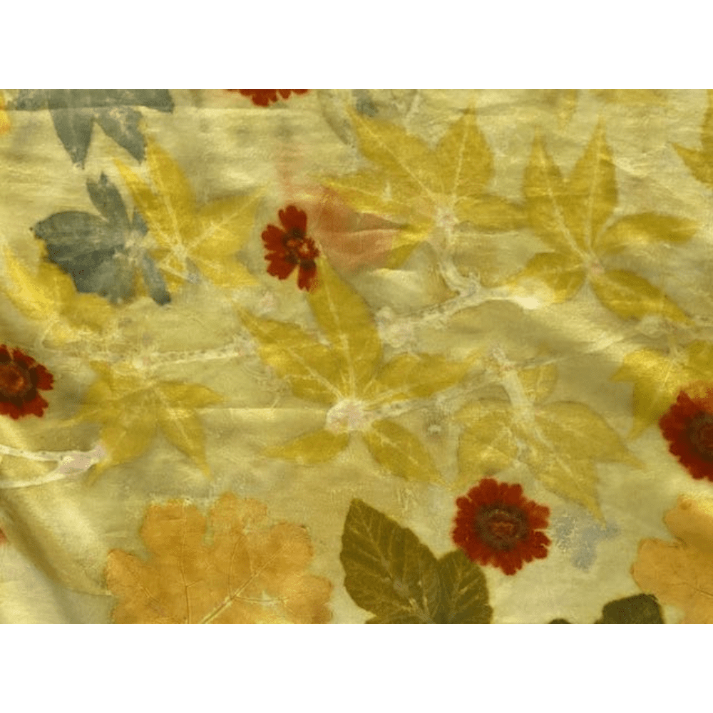 zingy green silk scarf leaf prints 23131 marian may textile art