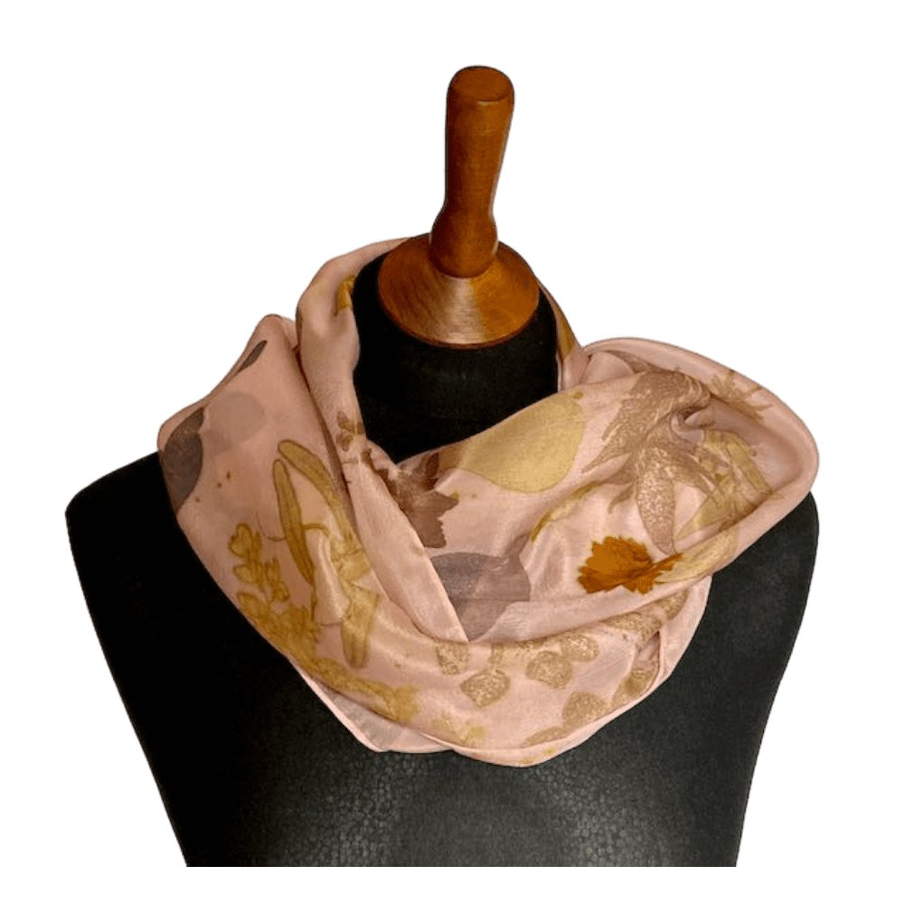 rosewater silk scarf botanical prints 23129 marian may textile art