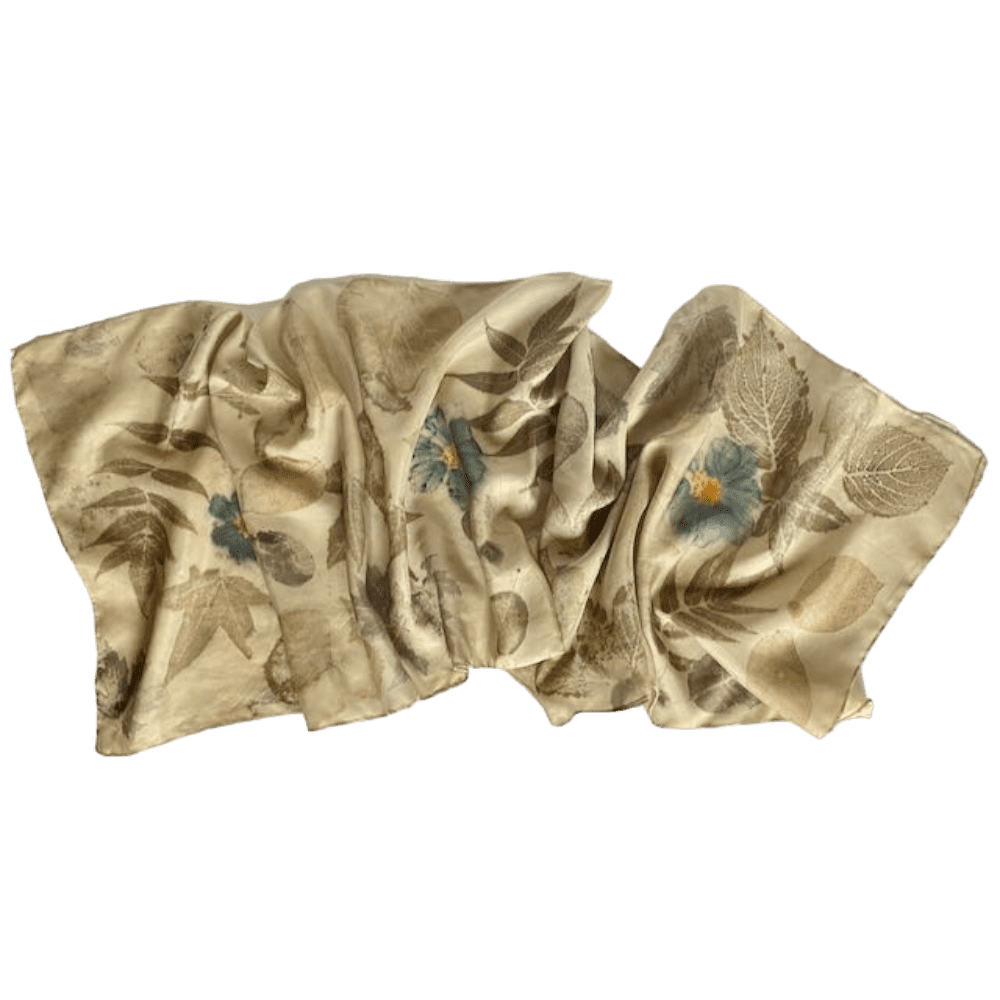 myrtle green silk scarf botanical prints 23134 marian may textile art