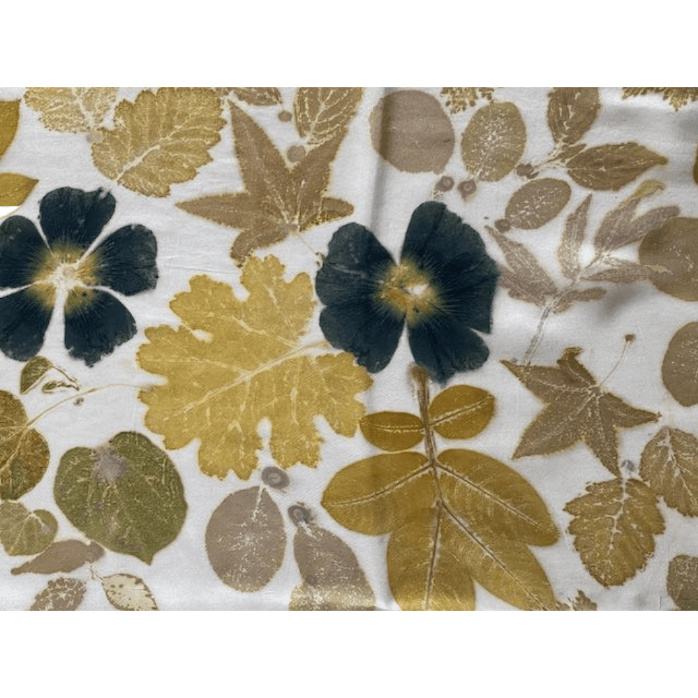 black hollyhocks cream silk twill scarf 23202 botanical print marian may textile art