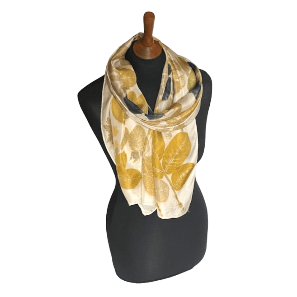 black hollyhocks cream silk twill scarf 23202 botanical print marian may textile art