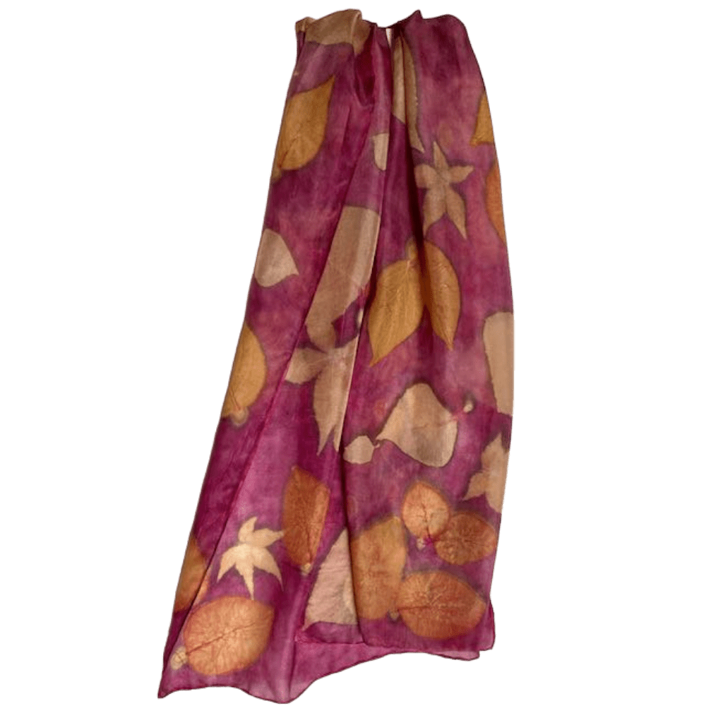 Cherry Gold silk scarf botanical prints 23126 marian may textile art