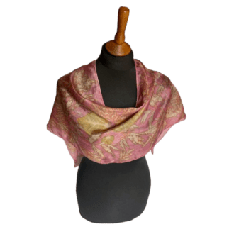 Damask rose silk scarf botanical prints 23128 marian may textile art