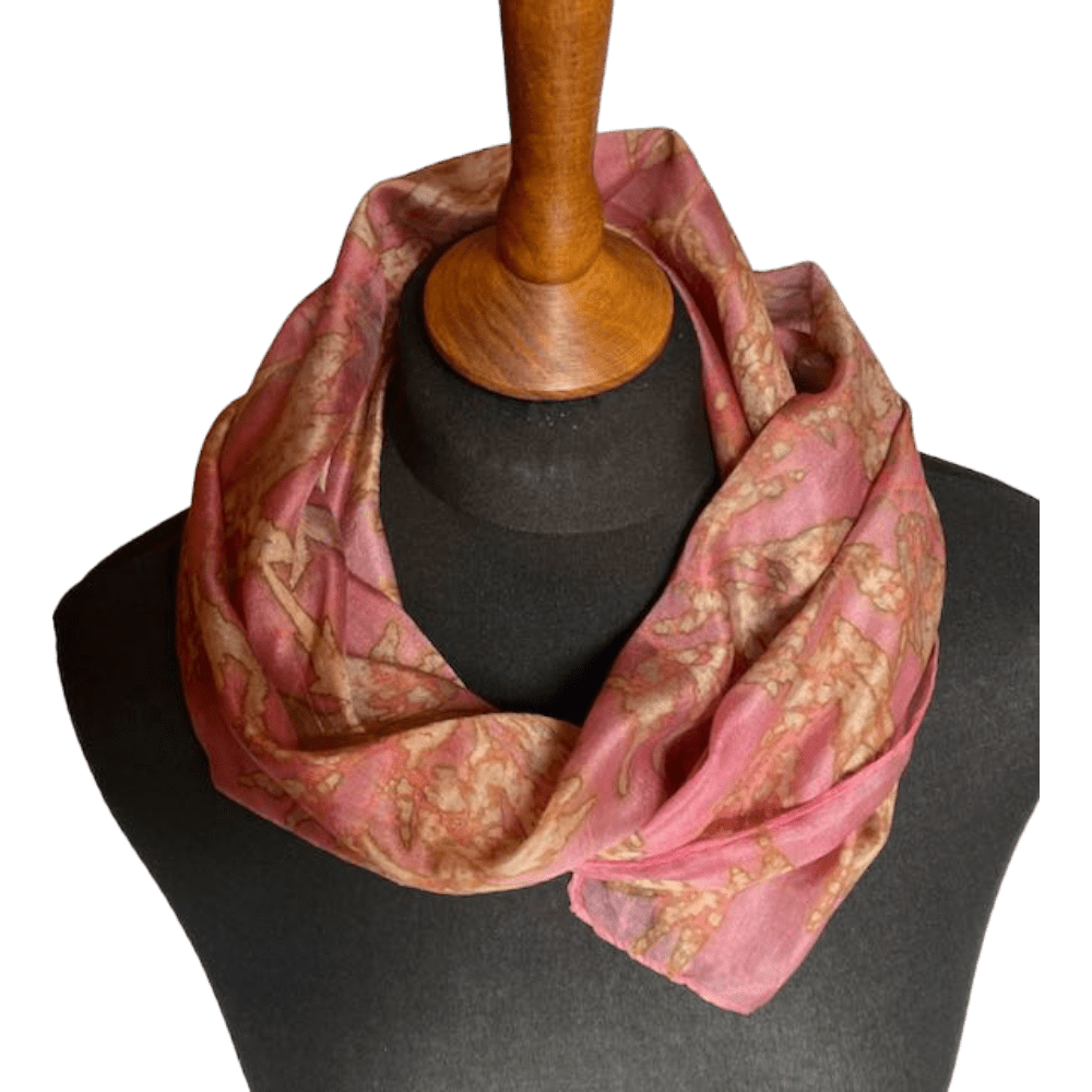 Damask rose silk scarf botanical prints 23128 marian may textile art