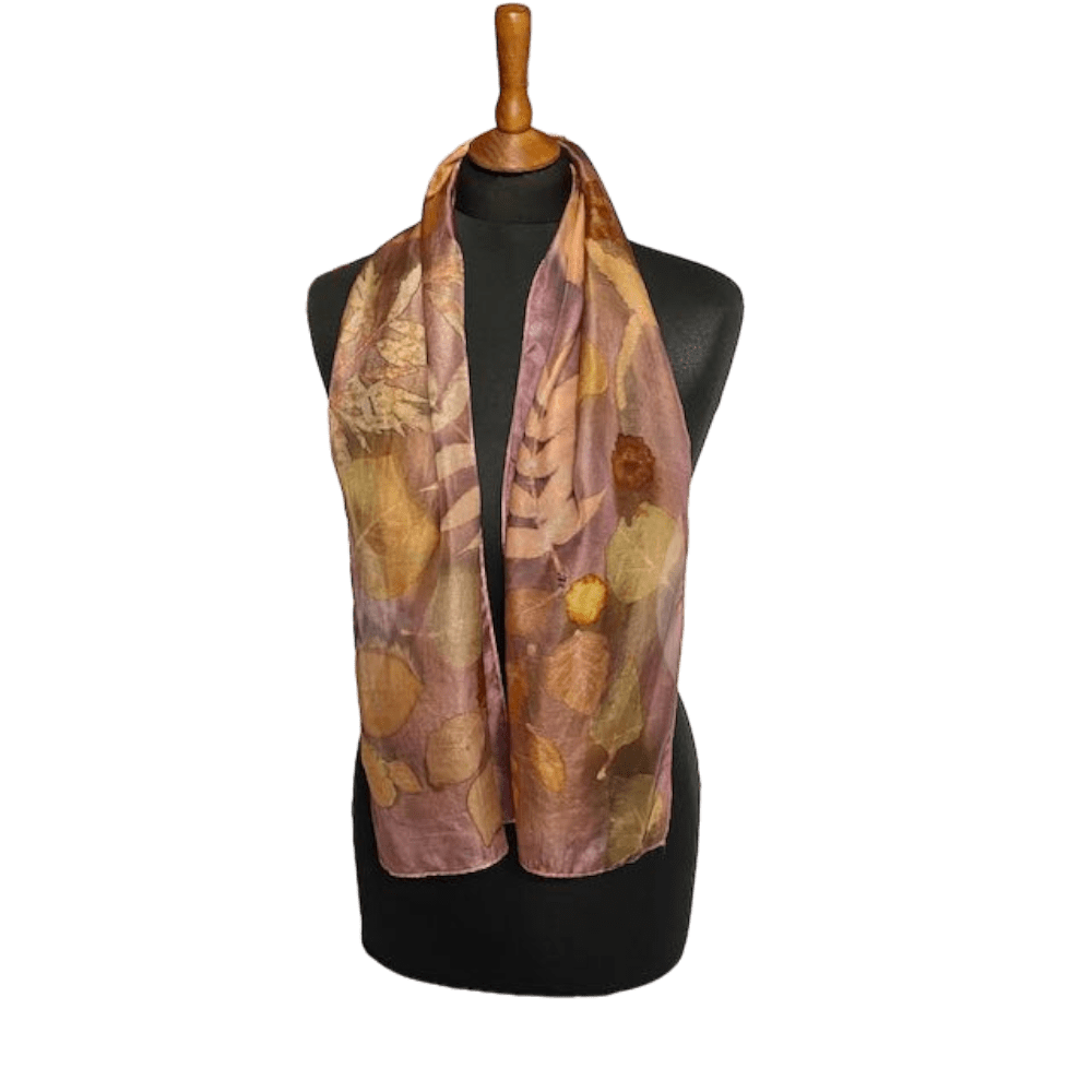 dusky pink silk scarf botanical prints 23127 marian may textile art