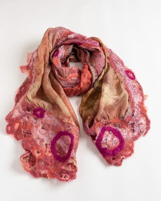 botanic garden pink silk wool scarf shawl marian may textile art