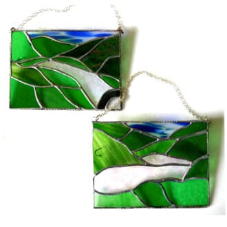 LAke District Wye River Valley Landscape Stained Glass Suncatcher