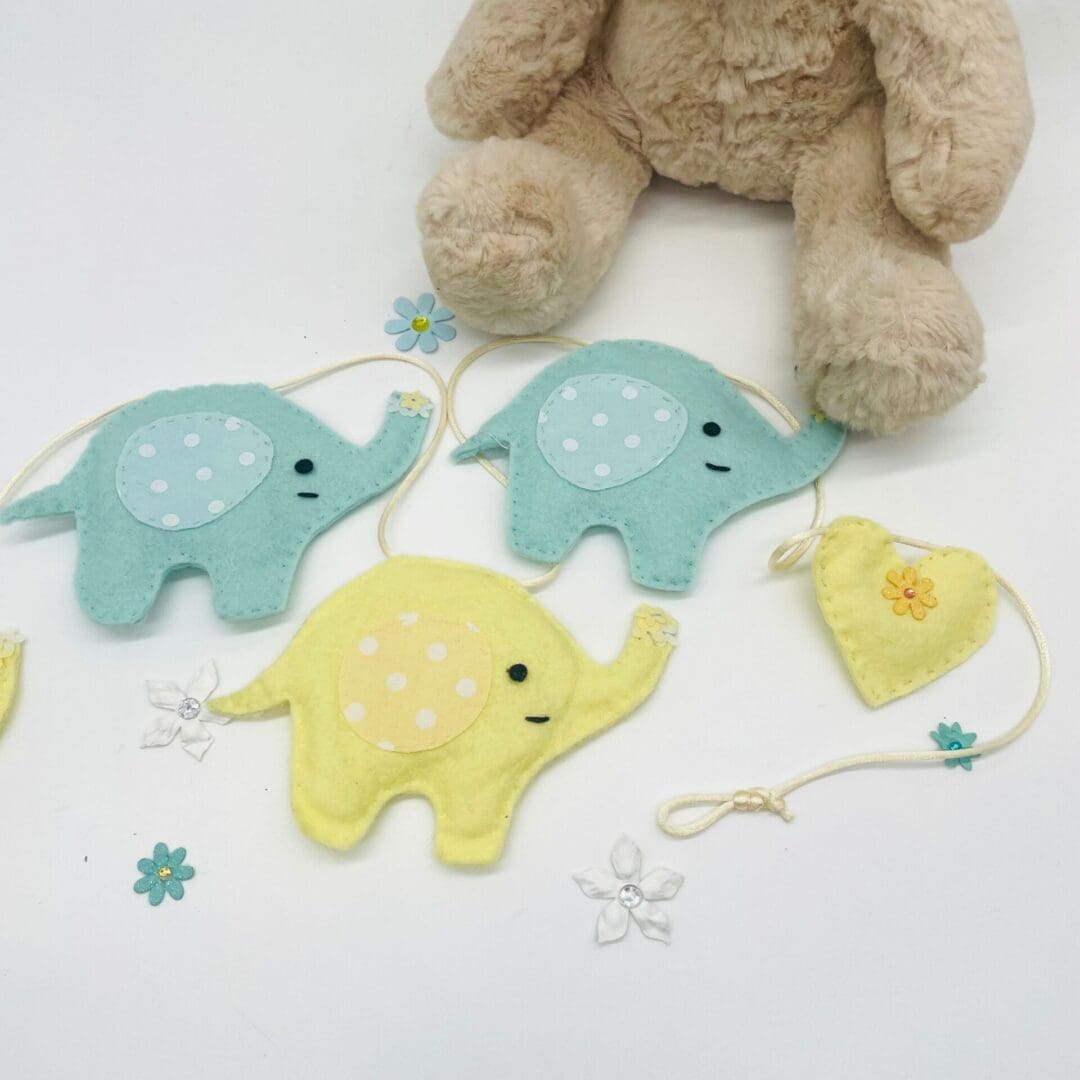 Mint and elephant bunting