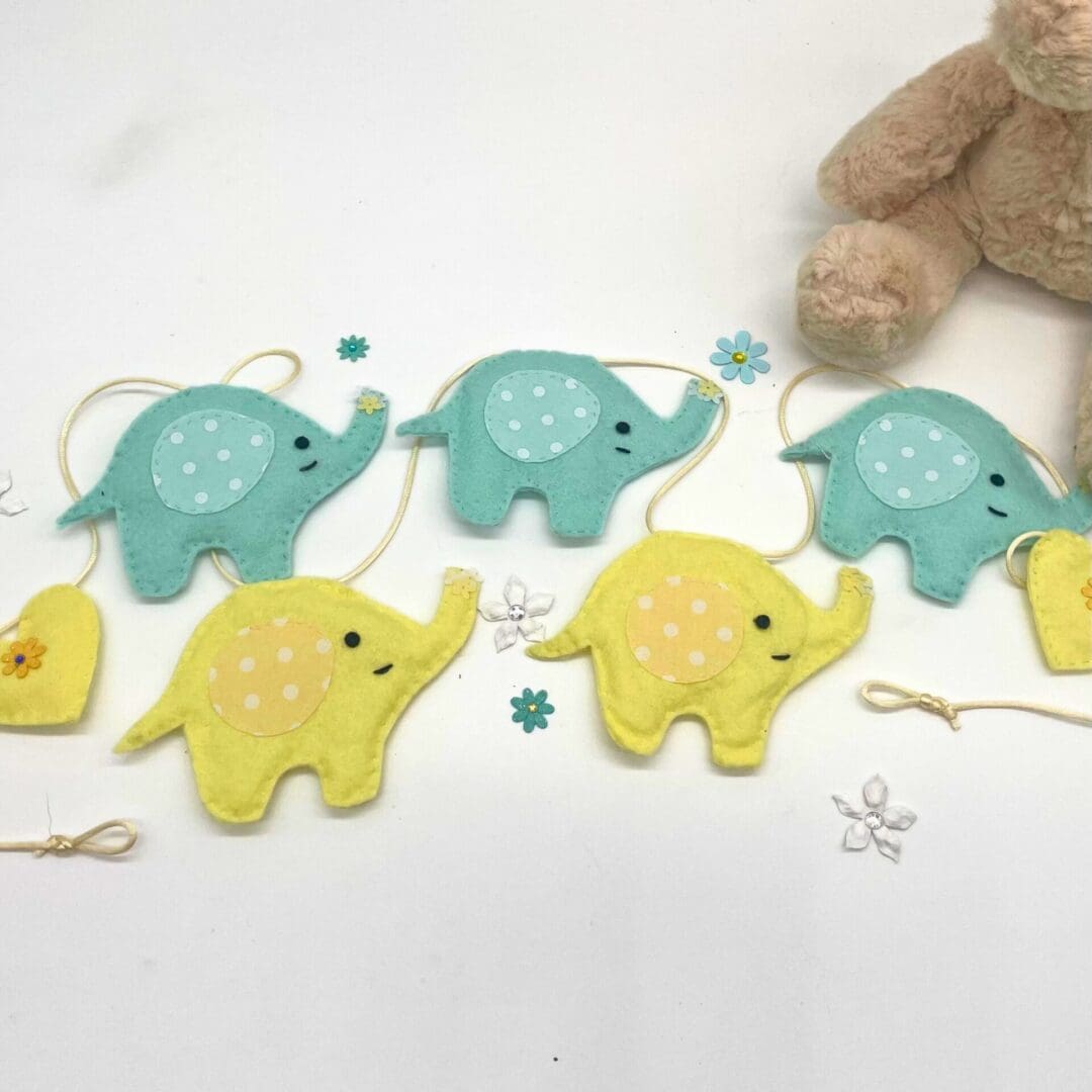 Mint and lemon elephant Bunting