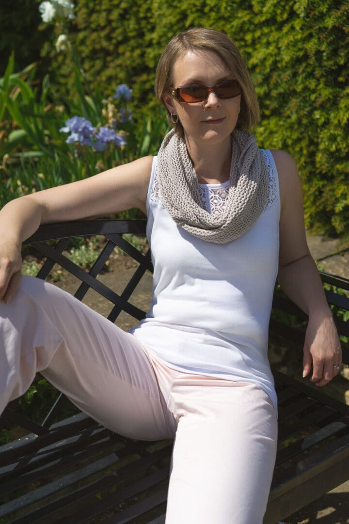 Pearl Grey Lace Mesh Infinity scarf